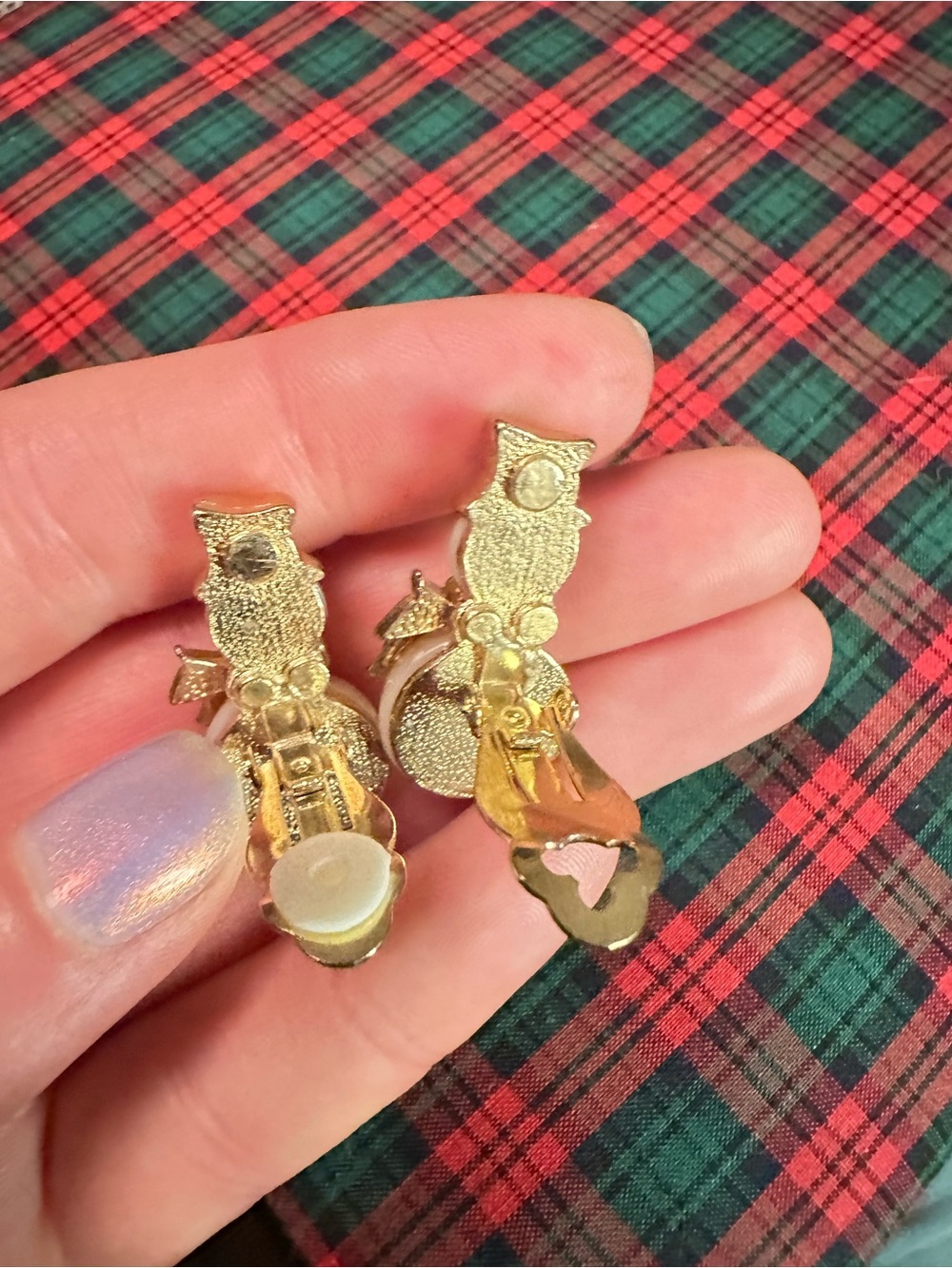 Vintage Faux Pearl Snowman Clip Earrings Gold Tone - Picture 6 of 6